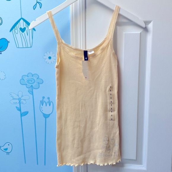 NWT Divided By H&M Everyday People Scallop Trim Yellow Tank Top Women's Size 4 ! - Picture 2 of 10